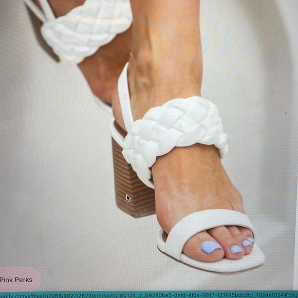 Pink lily Arora White Braided Sandals - Picture 1 of 2